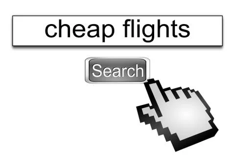 Internet web search engine cheap flights - 3D illustration Stock Illustration