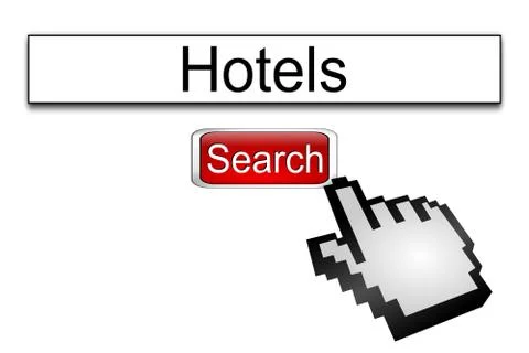 Internet web search engine hotels Stockillustratie