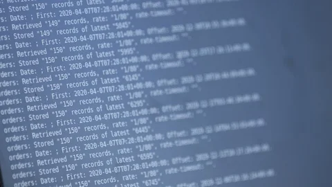Internet website code running down a computer screen terminal. Blue background Stock Footage 128224140