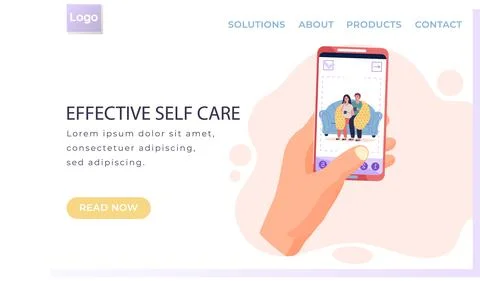Internet website layout. Effective self care concept. Photo of couple drinking Illustrazione stock