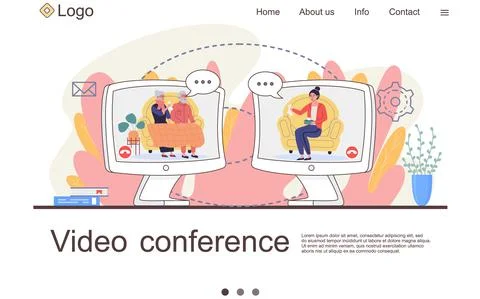 Internet website layout. People communicate on videoconference during self 스톡 일러스트