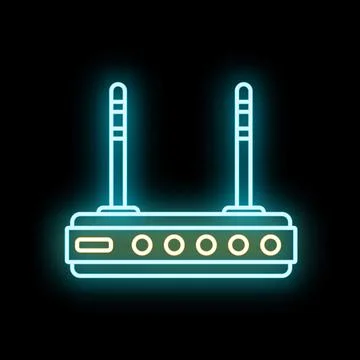 Internet wireless router neon glow creating connectivity Stock Illustration