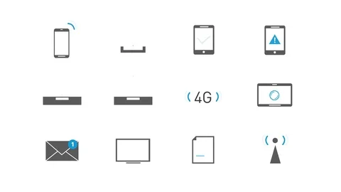 Internet Wireless Technology Icons Set Stock Footage 107323432
