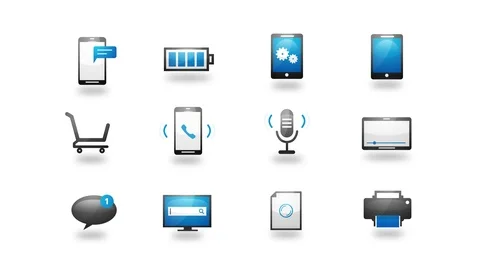 Internet Wireless Technology Icons Set 库存影片 107369189