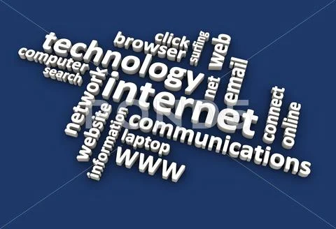 Internet Word Cloud (Blue) Stock Illustration