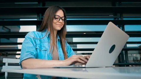 Internet Work with Laptop Stock Footage
