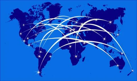 Internet on the world map Stock Illustration
