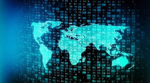  Internet worldwide global digital data flows and processing Conceptual im... 스톡 사진