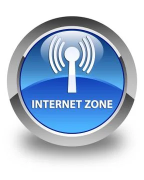 Internet zone (wlan network) glossy blue round button Stock Illustration
