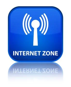 Internet zone (wlan network) special blue square button Stock Illustration