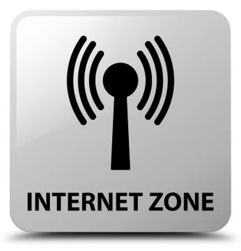 Internet zone (wlan network) white square button Stock Illustration