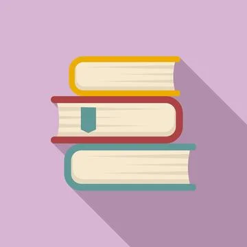 Internship book stack icon, flat style Stock Illustration