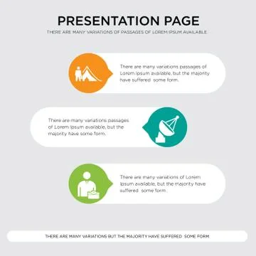 Internship, cable tv, refugee presentation design template in orange, green,  Illustrazione stock