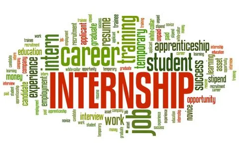 Internship - career issues and concepts word cloud illustration. Word collage Stock Illustration