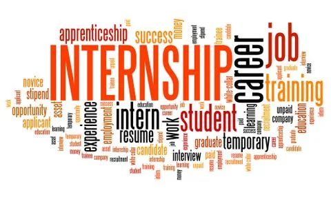 Internship - career issues and concepts word cloud illustration. Word collage Illustrazione stock