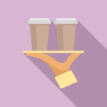 Internship coffee cup tray icon, flat style Illustration