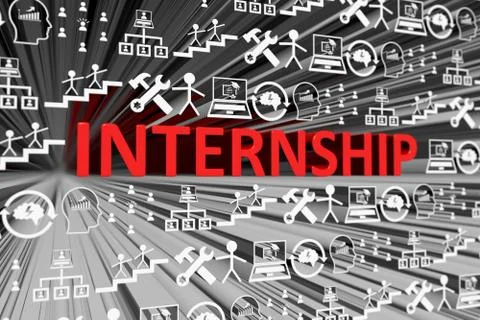 INTERNSHIP concept blurred background 3d render illustration Stock Illustration