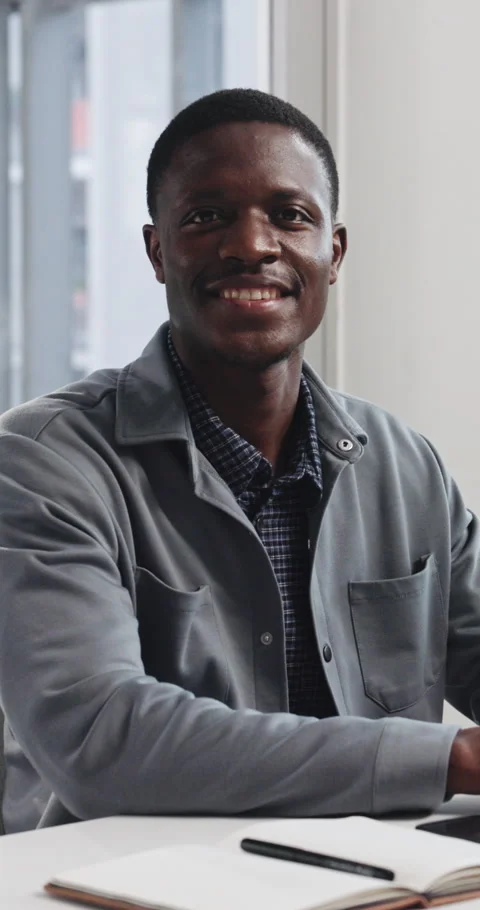 Internship, face or black man in office with pride, experience or ambition in Stock Footage 334010293
