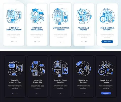 Internship financing onboarding mobile app page screen Ilustração Stock
