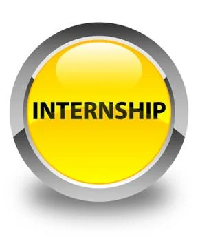 Internship glossy yellow round button Stock Illustration