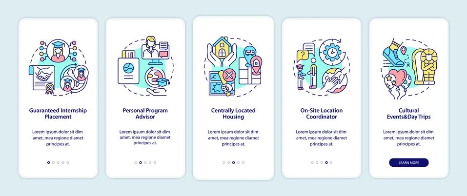 Internship program benefits onboarding mobile app page screen イラスト素材