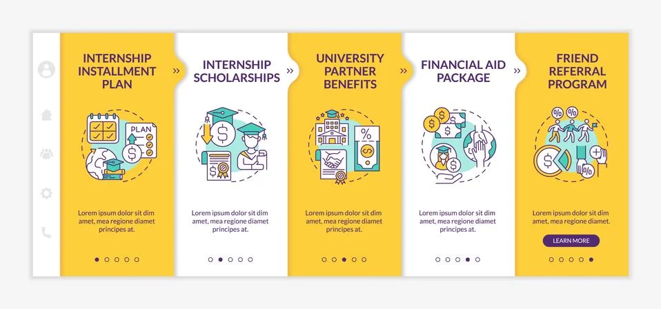 Internship programs financing options onboarding vector template Ilustração Stock