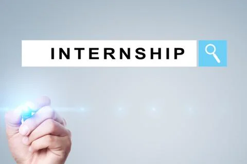Internship text on virtual screen. Business, education and internet concept. Stock-Fotos