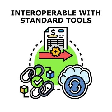 Interoperability connecting various digital systems and processes Stock Illustration