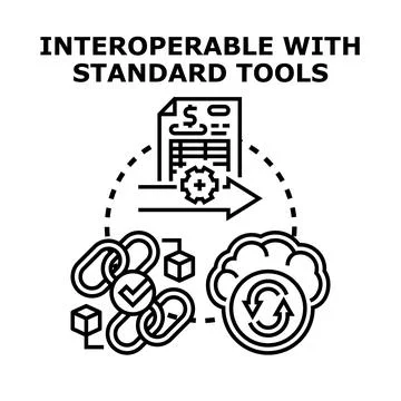 Interoperability connecting various digital systems and processes Stock Illustration