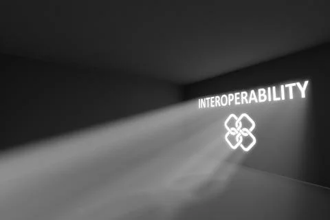 INTEROPERABILITY rays volume light concept 3d illustration Stock Illustration