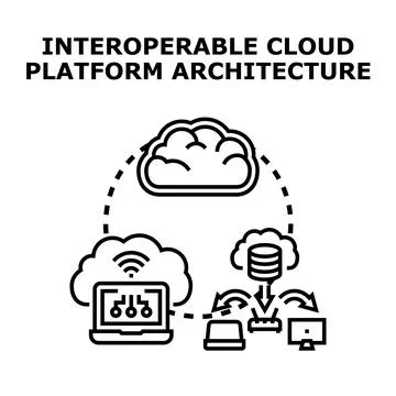 Interoperable cloud platform architecture concept illustrating data processin Illustrazione stock