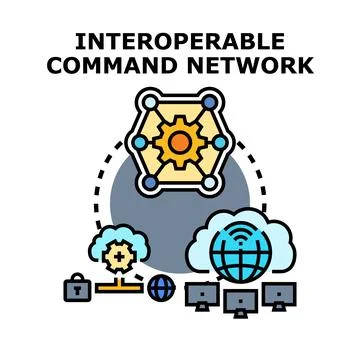 Interoperable command network concept vector illustration Stock Illustration