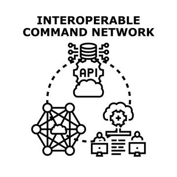 Interoperable command network connecting data and users イラスト素材
