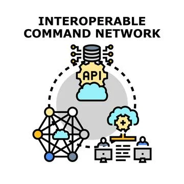 Interoperable command network connecting data and users イラスト素材