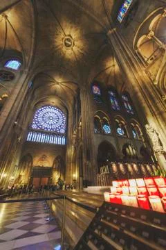 Inter?or view from Notre Dome Cathedral in Paris Foto stock