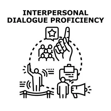 Interpersonal dialogue proficiency vector concept illustrating effective comm Stock Illustration