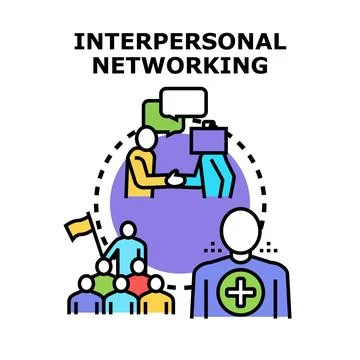 Interpersonal networking process creating social connections and community Stock Illustration