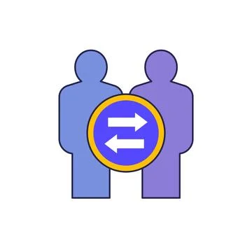 Interpersonal relationship icon with outline on white Stock Illustration