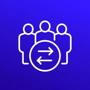 Interpersonal relationship icon with people, line vector Stock Illustration