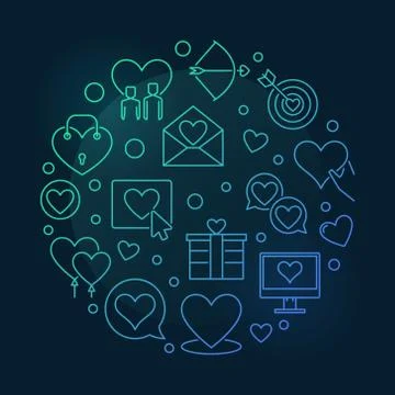 Interpersonal Relationship vector round colored line illustration Stock Illustration