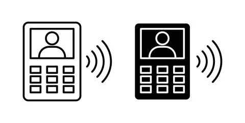 Interphone icon. Style is flat and line symbol Stock Illustration