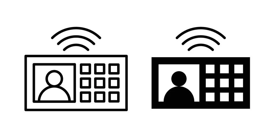 Interphone icon thin line and clipart style vector set Stock Illustration