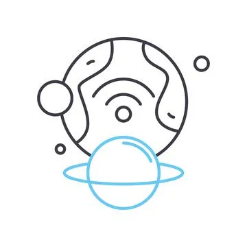 Interplanetary network line icon, outline symbol, vector illustration, concept Stock Illustration