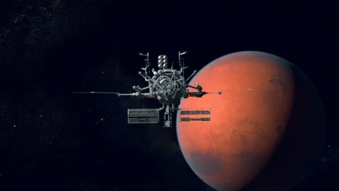 Interplanetary Space Station. Mission to mars. 3D Animation Stock Footage 158161883