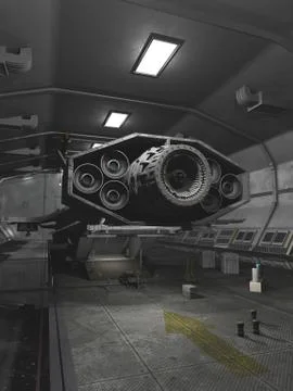 Interplanetary Spaceship Unloading in Space Dock Stock Illustration