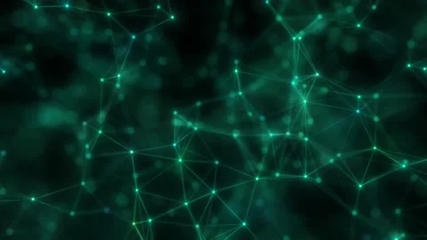 Interplay of green neon particles on a black background. Seamless loop. Stock Footage 239701730