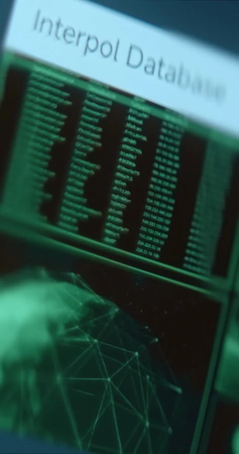Interpol Database within a futuristic digital interface Vídeos de archivo 322616136