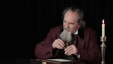 Interpretation of Charles Dickens preparing to write A Christmas Carol #1(B) Stock Footage 167804849