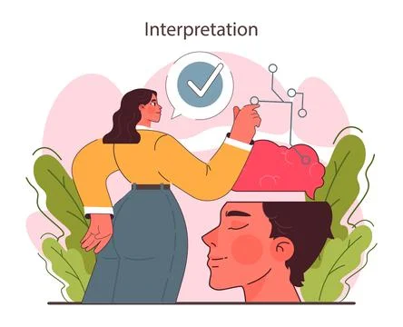 Interpretation. Data literacy. Information understanding, analysis Stock Illustration