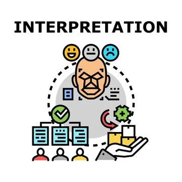 Interpretation process understanding data and communication concept Stock Illustration